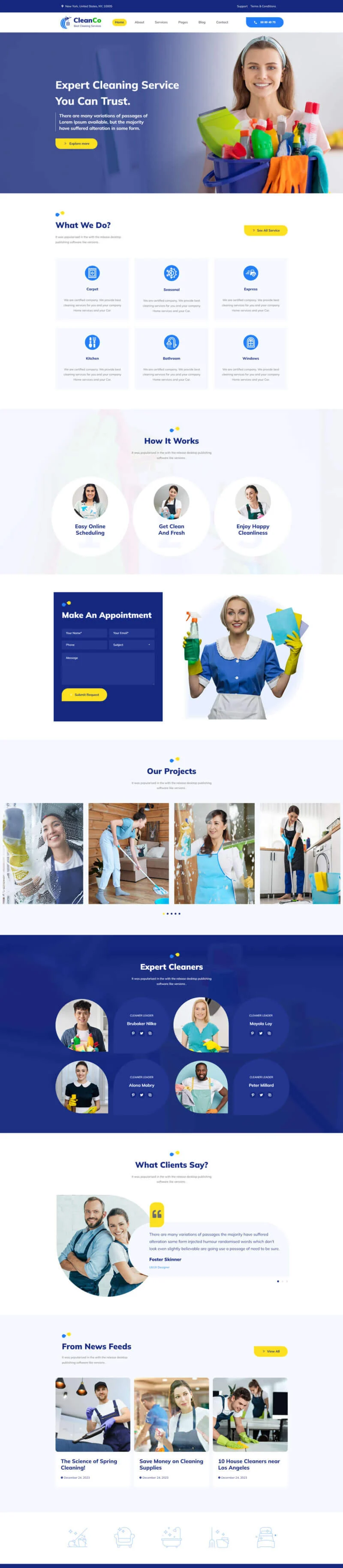 保洁 Elementor 模板首页风格2预览