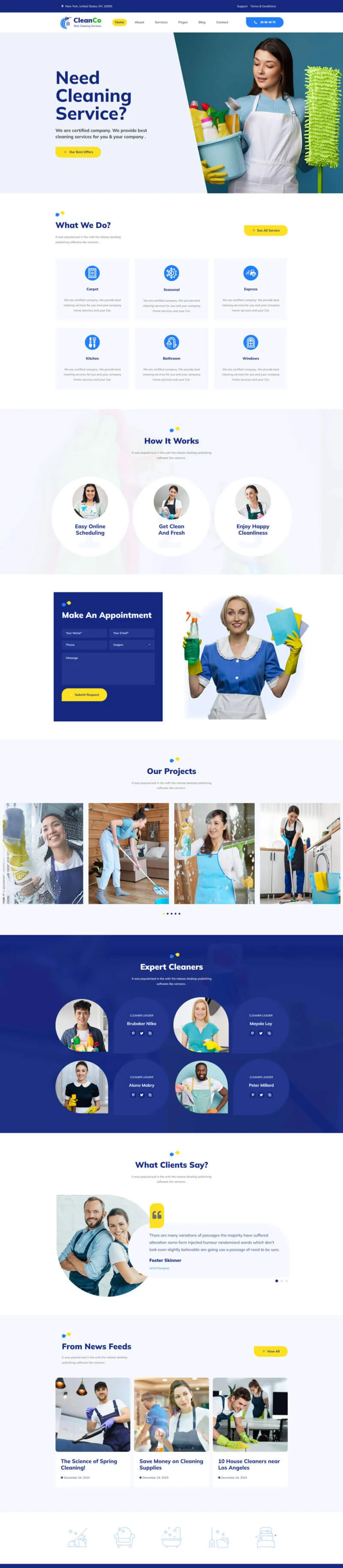 保洁 Elementor 模板首页风格3预览