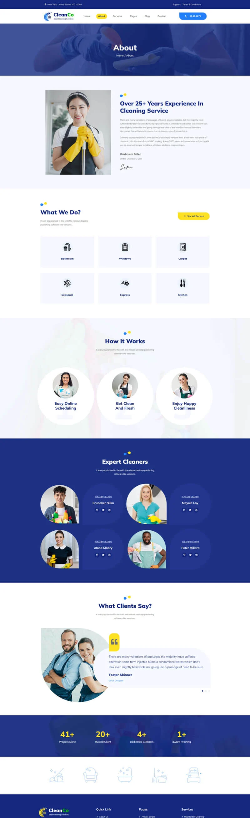 保洁 Elementor 模板关于我们预览