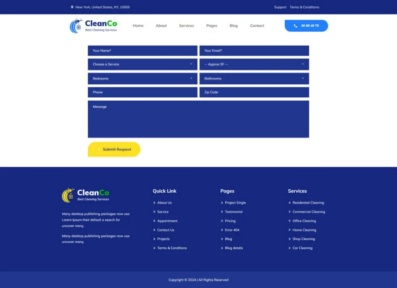 保洁 Elementor 模板预约表单预览