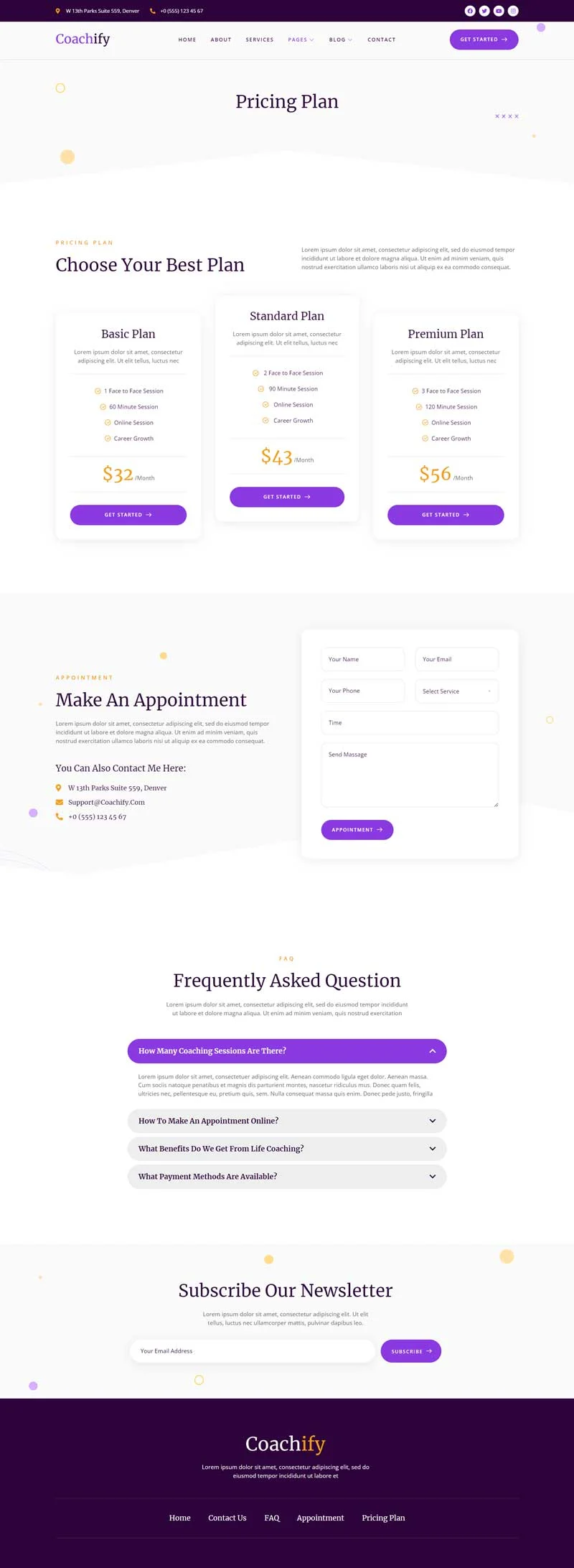 服务/咨询 Elementor 模板价格页面预览