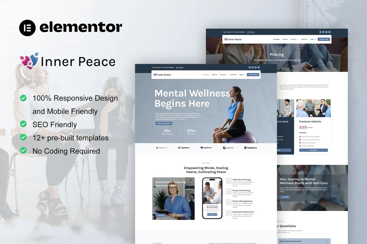 心理咨询机构Elementor网站模板_一键导入快速建站插图-WP资源海 健康/医药 Elementor 网站模板封面