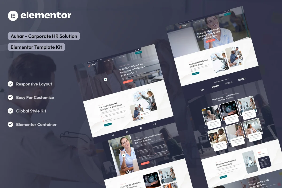 企业 HR 服务Elementor网站模板_一键导入快速建站插图-WP资源海 企业 Elementor 网站模板封面
