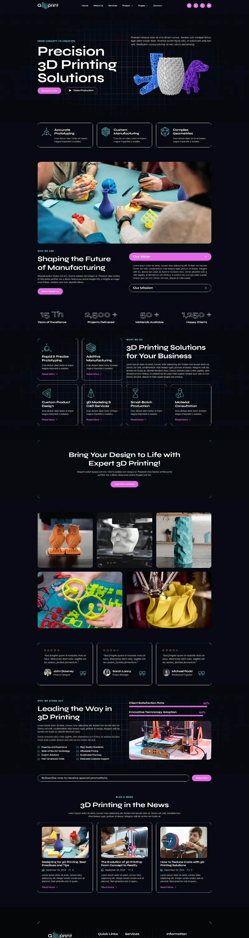 工业3D打印制造Elementor网站模板_一键导入快速建站插图1-WP资源海 制造业 Elementor 模板首页预览