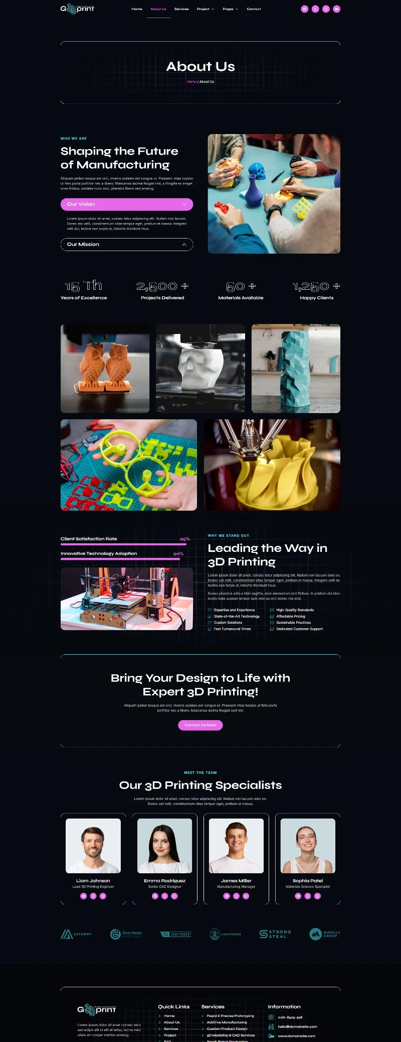 工业3D打印制造Elementor网站模板_一键导入快速建站插图2-WP资源海 制造业 Elementor 模板关于我们预览