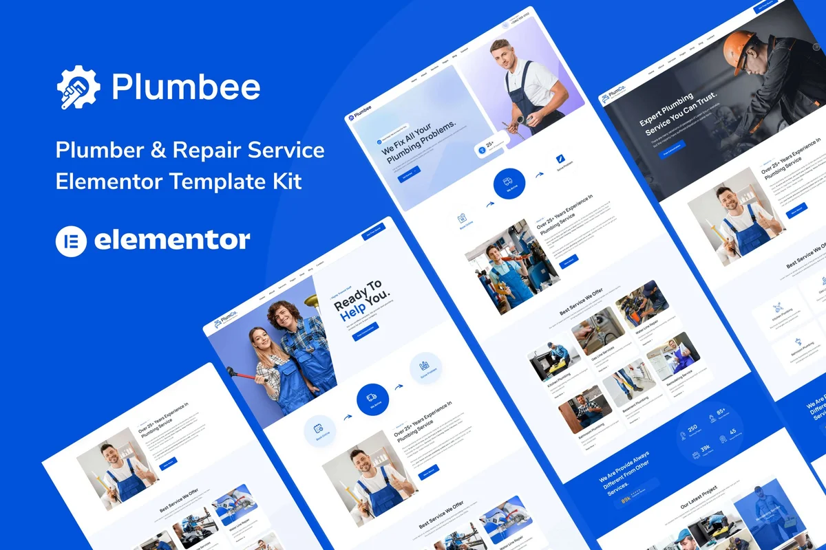 专业水管维修Elementor网站模板_一键导入快速建站插图-WP资源海 家政 Elementor 网站模板封面