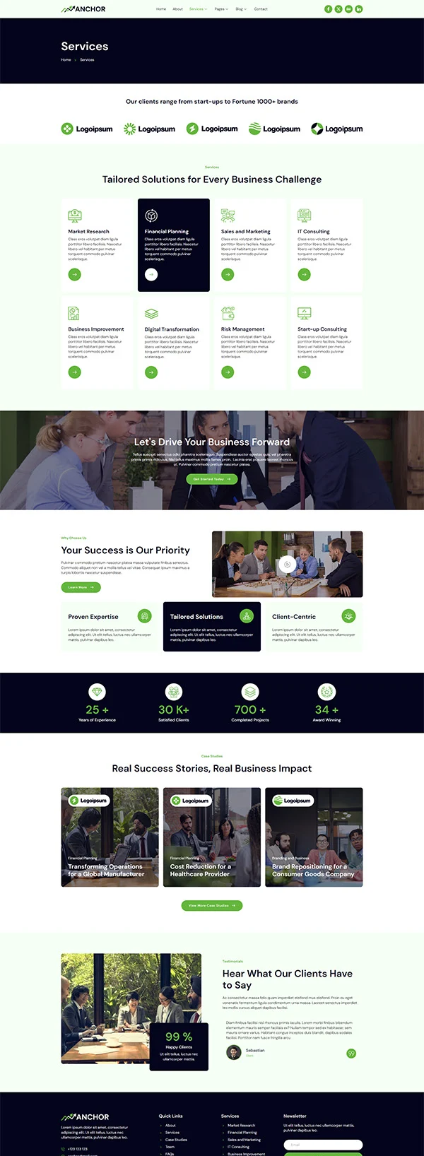 服务/咨询 Elementor 模板服务页面预览