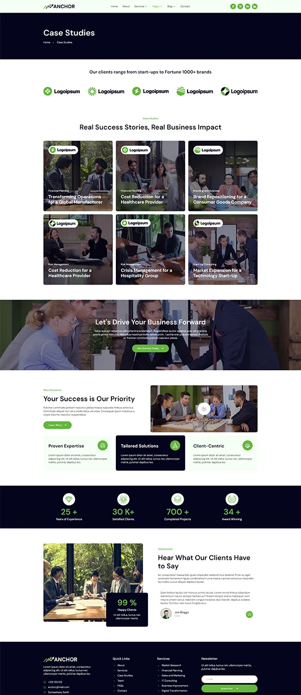 服务/咨询 Elementor 模板案例页面预览