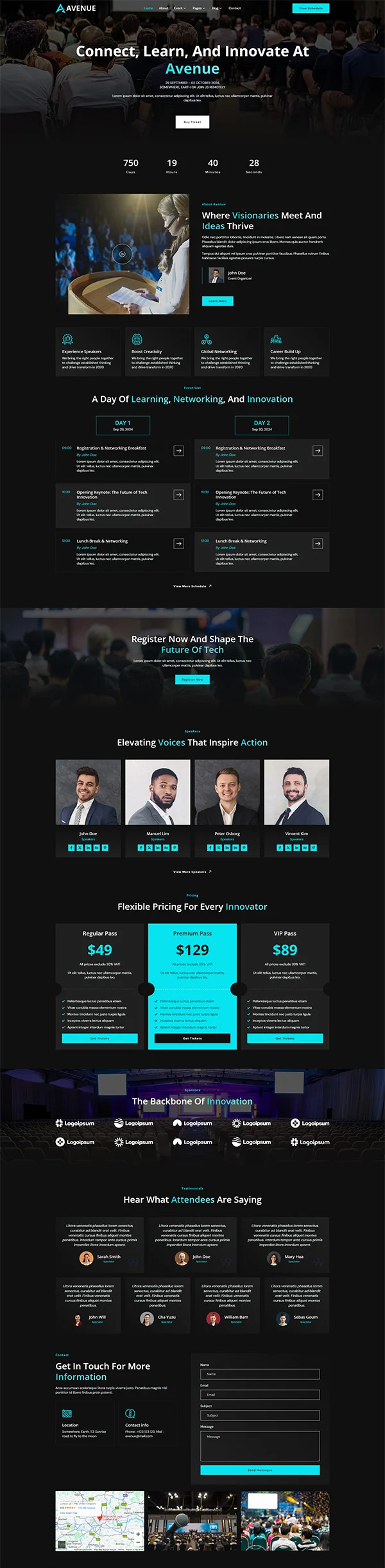 会议/展览 Elementor 模板首页预览