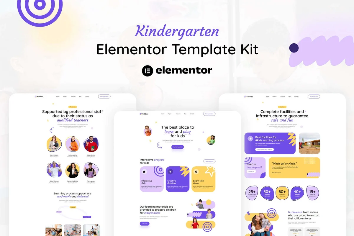 幼儿教育机构Elementor网站模板_一键导入快速建站插图-WP资源海 学校 Elementor 网站模板封面
