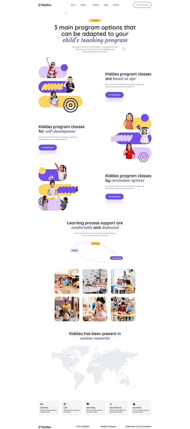 学校 Elementor 模板项目页面预览