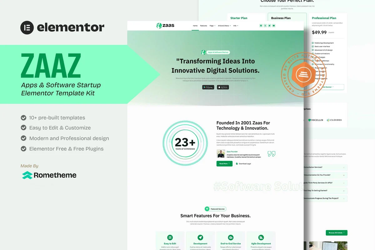 软件产品Elementor网站模板_一键导入快速建站插图-WP资源海 软件/开发 Elementor 网站模板封面