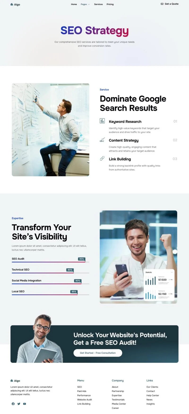 SEO优化Elementor网站模板_一键导入快速建站插图5-WP资源海 广告/营销 Elementor 模板服务详情预览