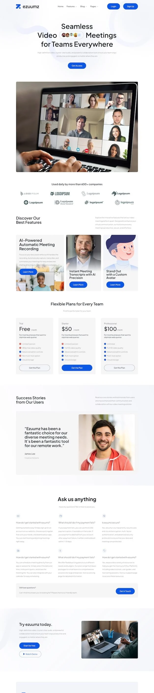 软件/开发 Elementor 模板首页预览