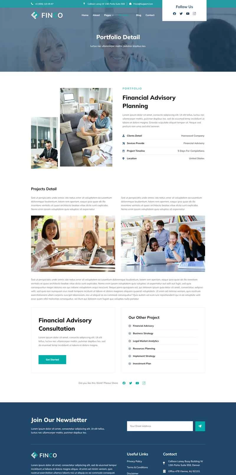 服务/咨询 Elementor 模板案例页面预览