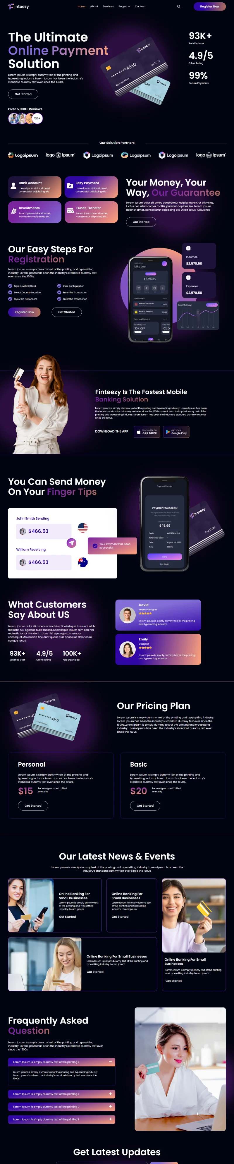金融/投资 Elementor 模板首页预览