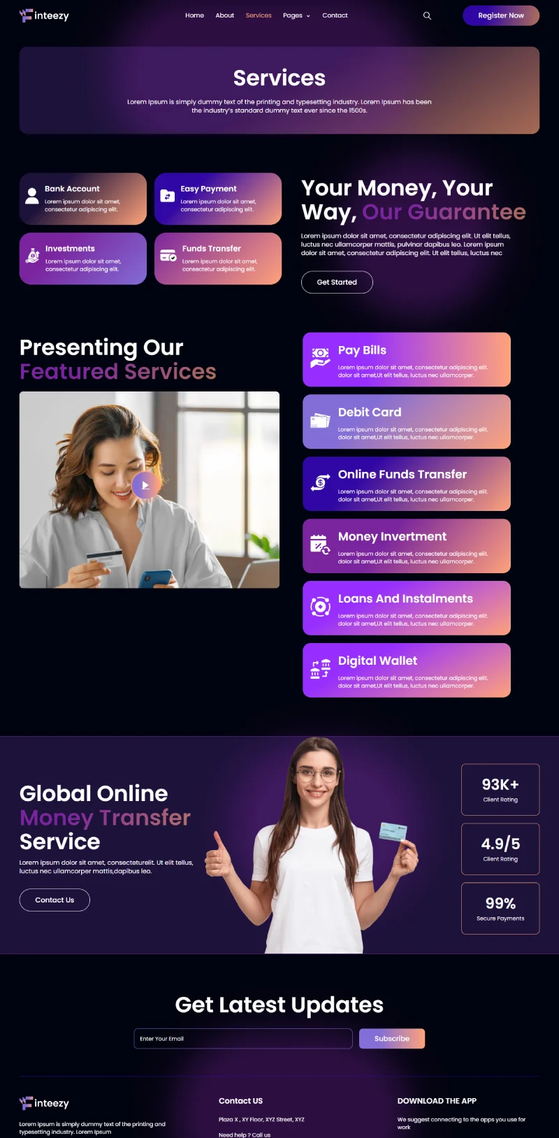金融/投资 Elementor 模板服务页面预览