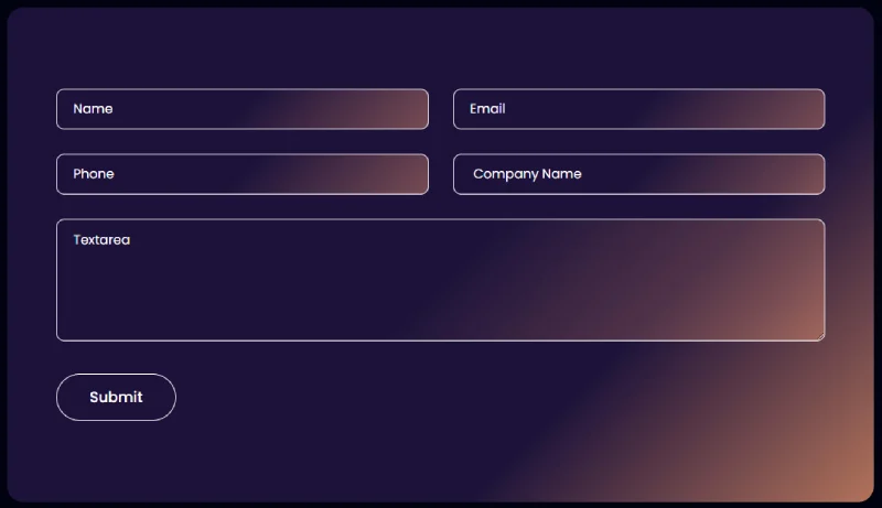 金融/投资 Elementor 模板联系表单预览