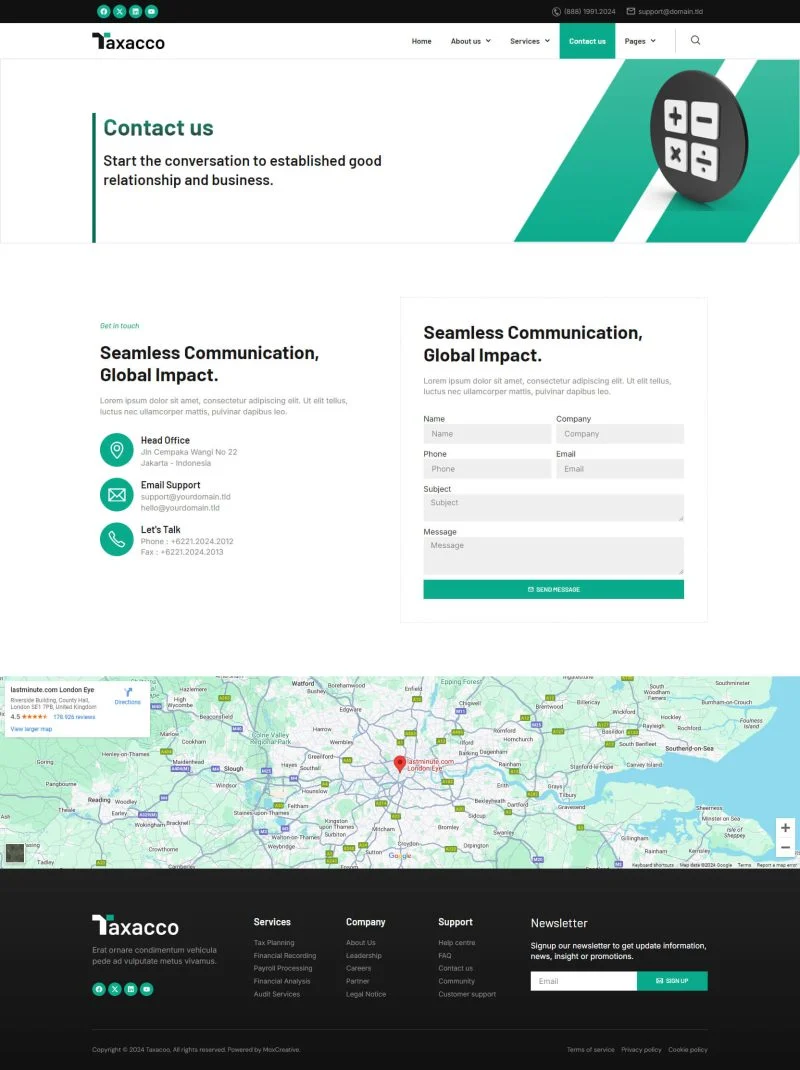 会计公司Elementor网站模板_一键导入快速建站插图2-WP资源海 金融/投资 Elementor 模板联系页面预览