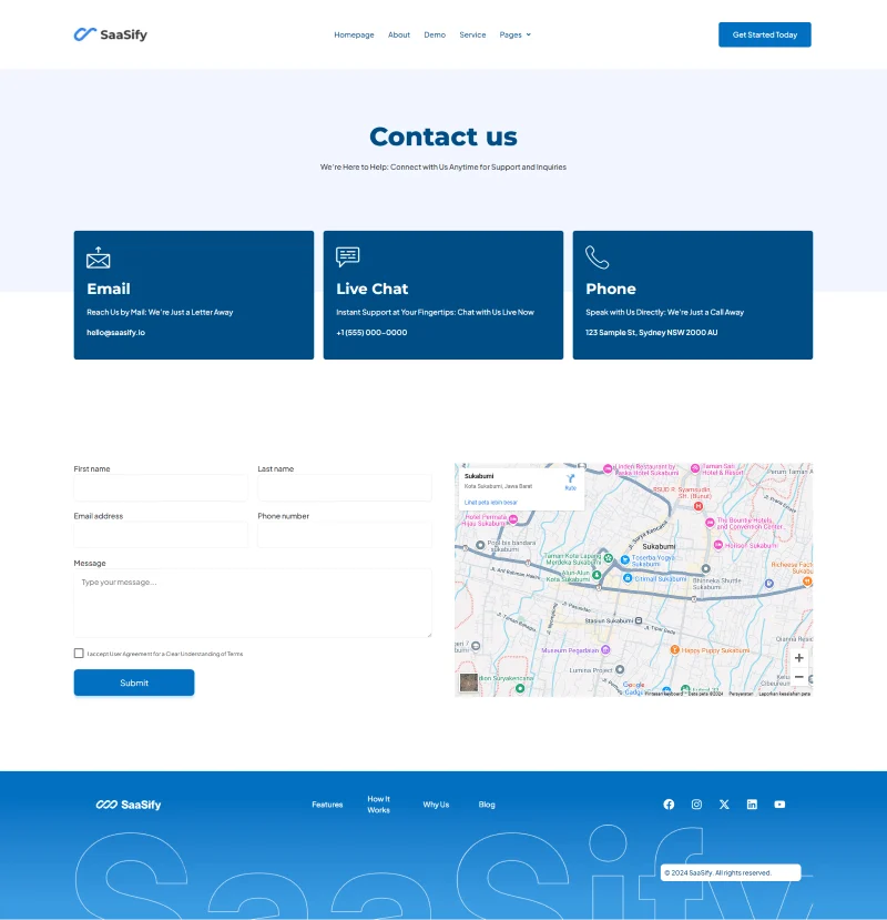 IT互联网Elementor网站模板_一键导入快速建站插图5-WP资源海 IT互联网 Elementor 模板联系页面预览
