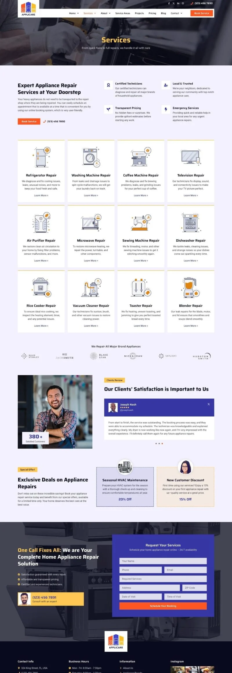 家电修理Elementor网站模板_一键导入快速建站插图3-WP资源海 维修 Elementor 模板服务页面预览