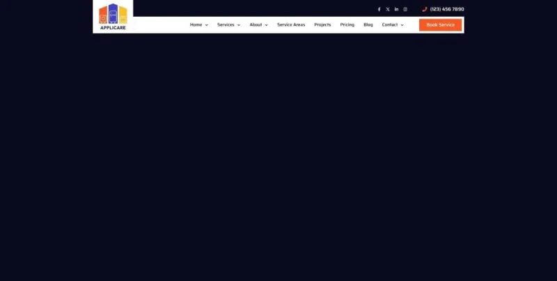 家电修理Elementor网站模板_一键导入快速建站插图5-WP资源海 维修 Elementor 模板页眉预览