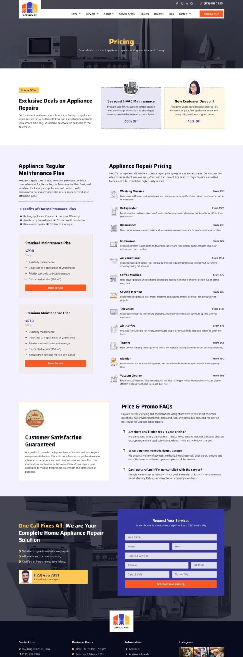 家电修理Elementor网站模板_一键导入快速建站插图6-WP资源海 维修 Elementor 模板价格页面预览