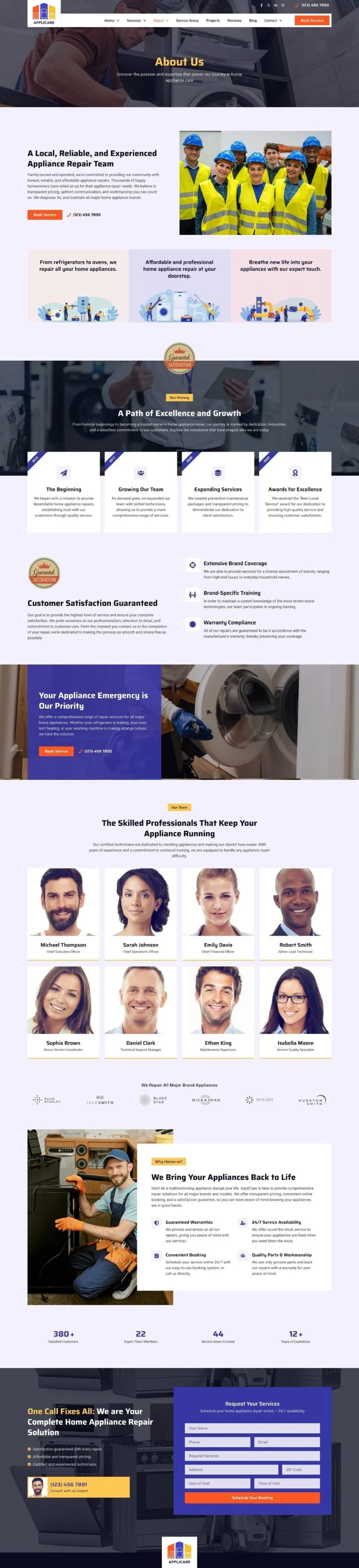家电修理Elementor网站模板_一键导入快速建站插图7-WP资源海 维修 Elementor 模板关于我们预览