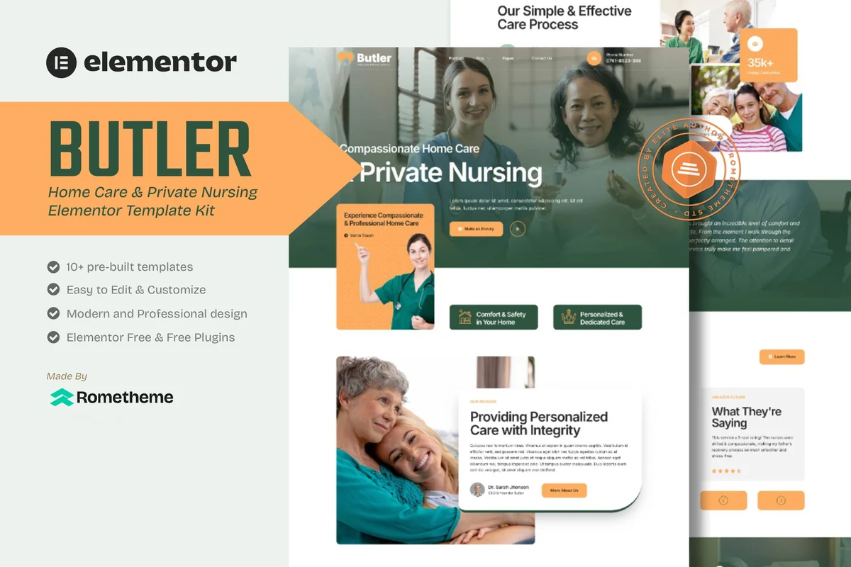 陪护护理Elementor网站模板_一键导入快速建站插图-WP资源海 家政 Elementor 网站模板封面