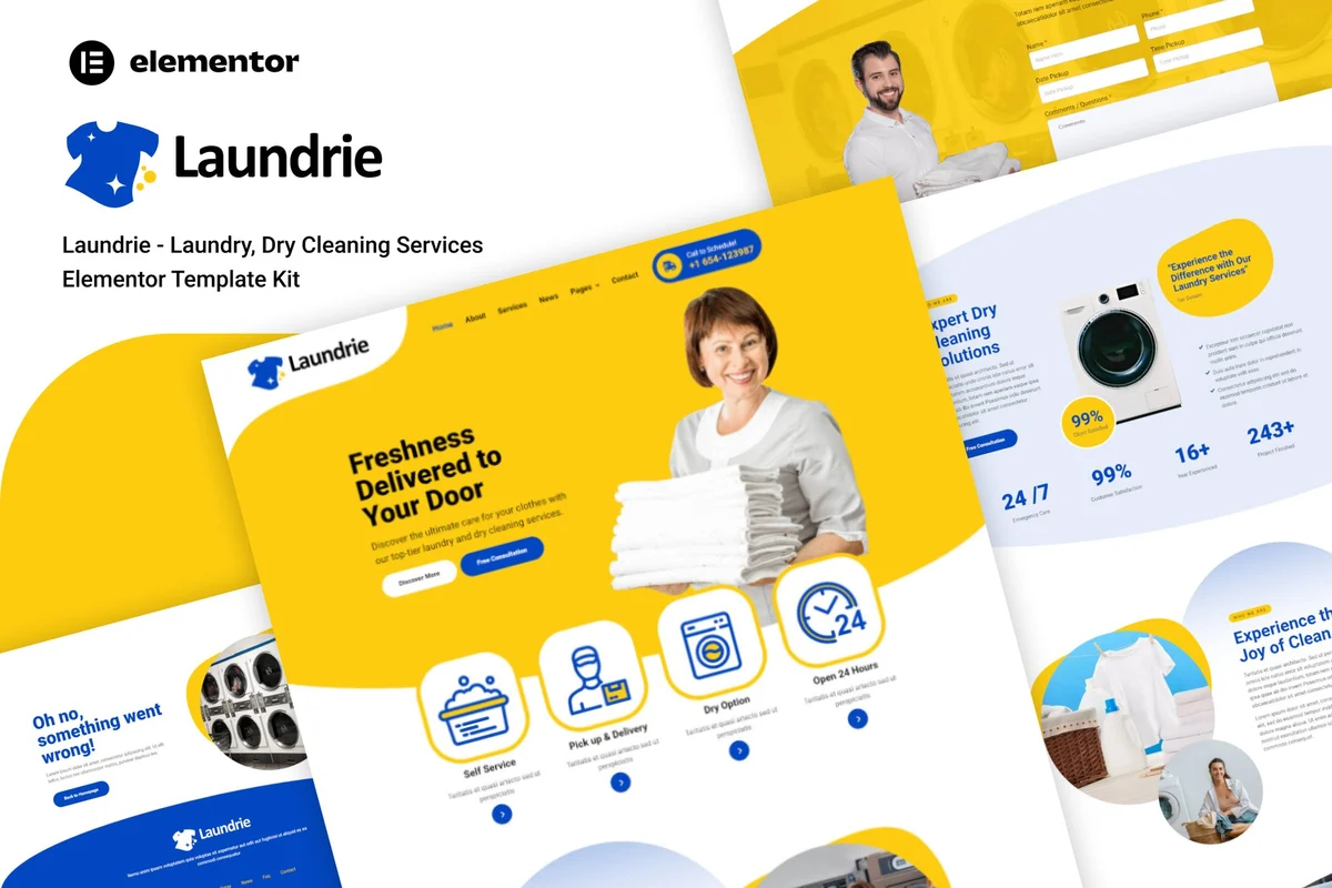 干洗服务Elementor网站模板_一键导入快速建站插图-WP资源海 保洁 Elementor 网站模板封面