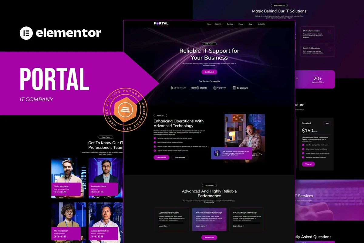 信息技术Elementor网站模板_一键导入快速建站插图-WP资源海 IT互联网 Elementor 网站模板封面