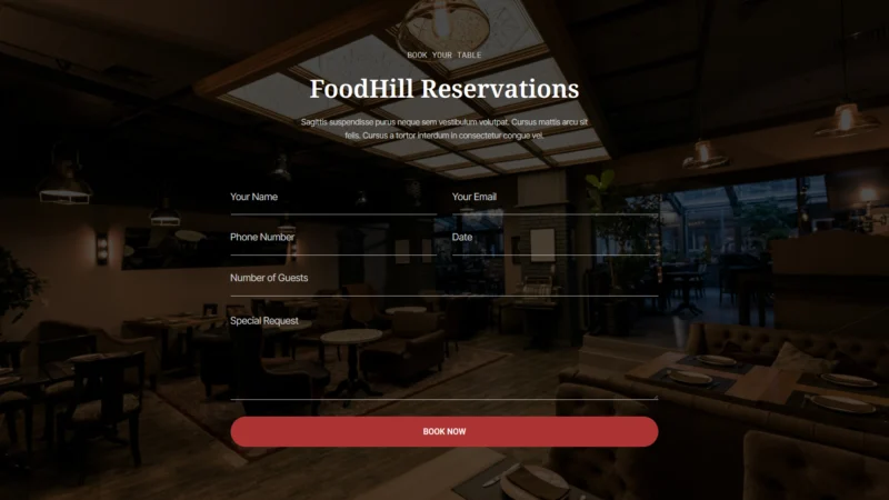 西餐料理Elementor网站模板_一键导入快速建站插图7-WP资源海 餐饮/食品 Elementor 模板表单预览