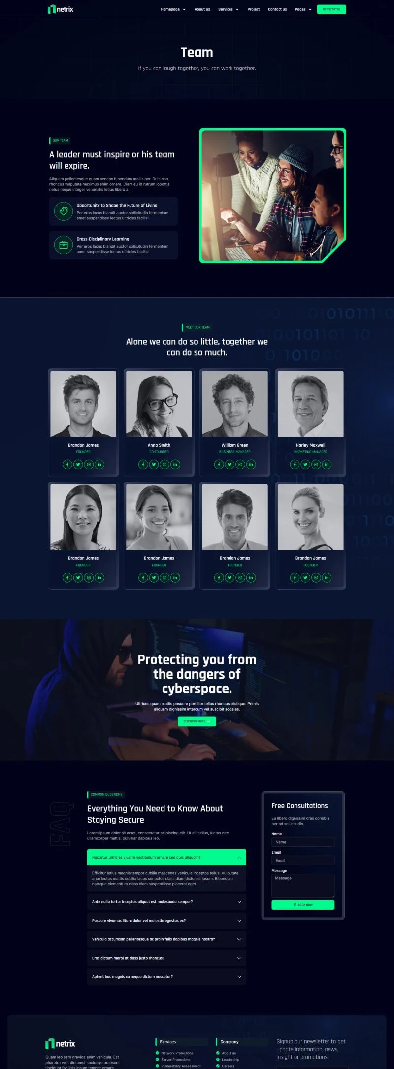 IT互联网 Elementor 模板团队页面预览