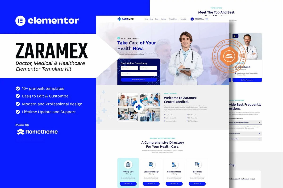 专科诊所Elementor网站模板_一键导入快速建站插图-WP资源海 健康/医药 Elementor 网站模板封面