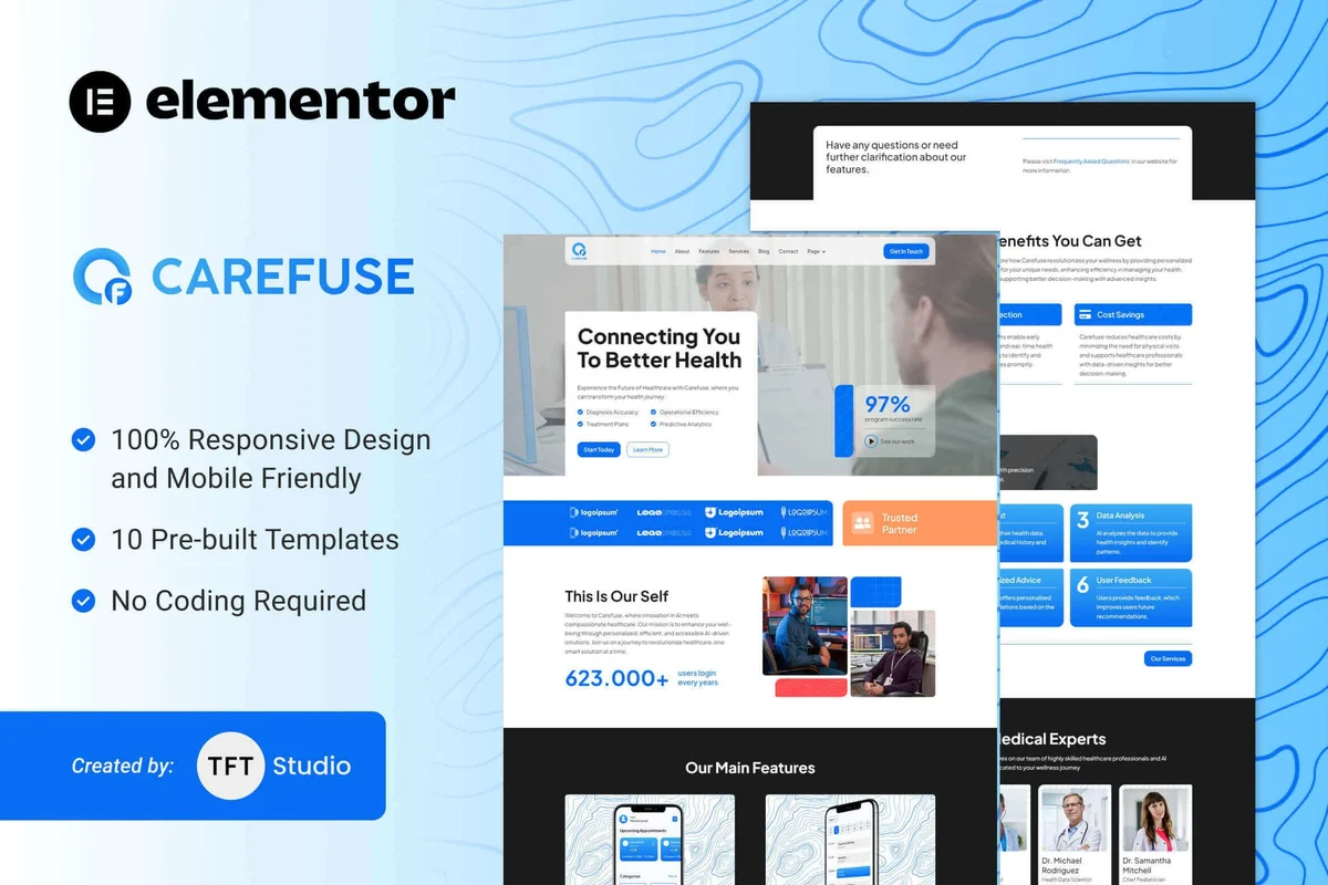 AI健康服务Elementor网站模板_一键导入快速建站插图-WP资源海 AI Elementor 网站模板封面