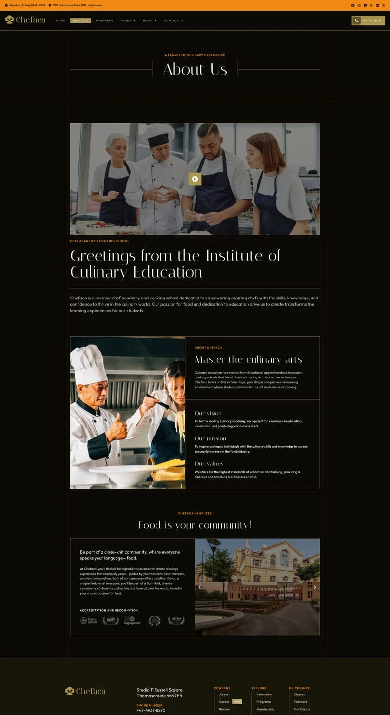 教育/培训 Elementor 模板关于我们预览