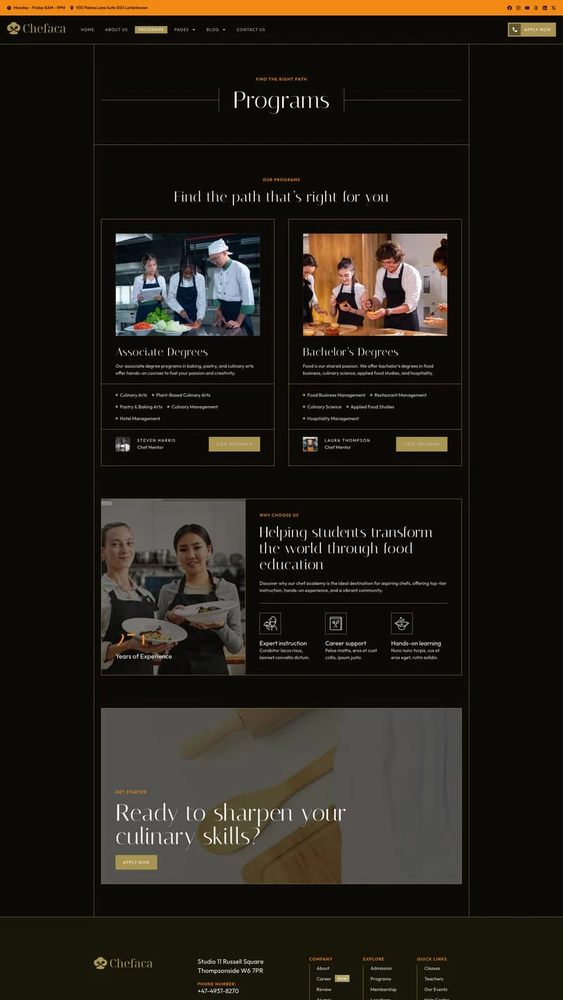 教育/培训 Elementor 模板项目页面预览