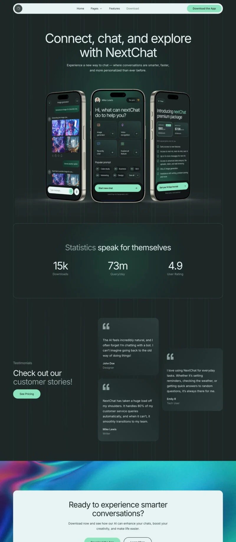 AI聊天应用Elementor网站模板_一键导入快速建站插图4-WP资源海 AI Elementor 模板下载页面预览