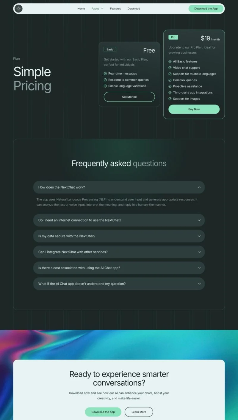 AI聊天应用Elementor网站模板_一键导入快速建站插图5-WP资源海 AI Elementor 模板价格页面预览