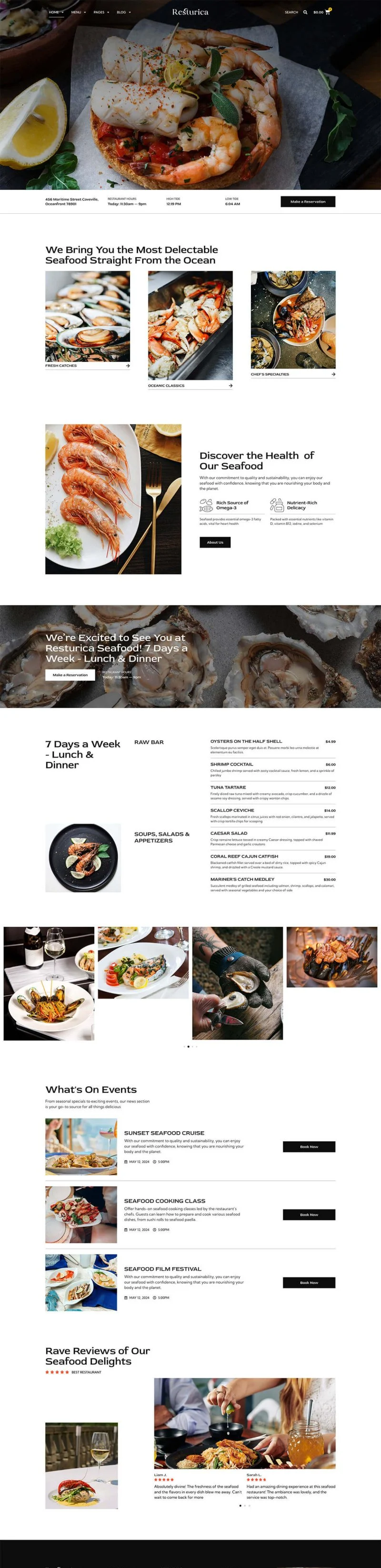 餐饮电商Elementor网站模板_一键导入快速建站插图4-WP资源海 餐饮/食品 Elementor 模板海鲜首页预览
