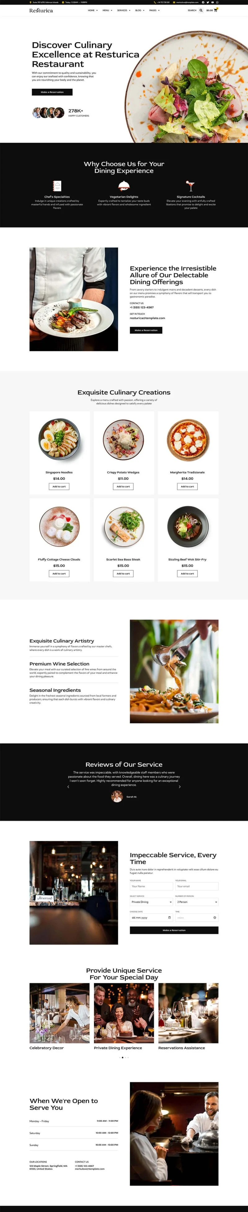 餐饮电商Elementor网站模板_一键导入快速建站插图7-WP资源海 餐饮/食品 Elementor 模板首页预览