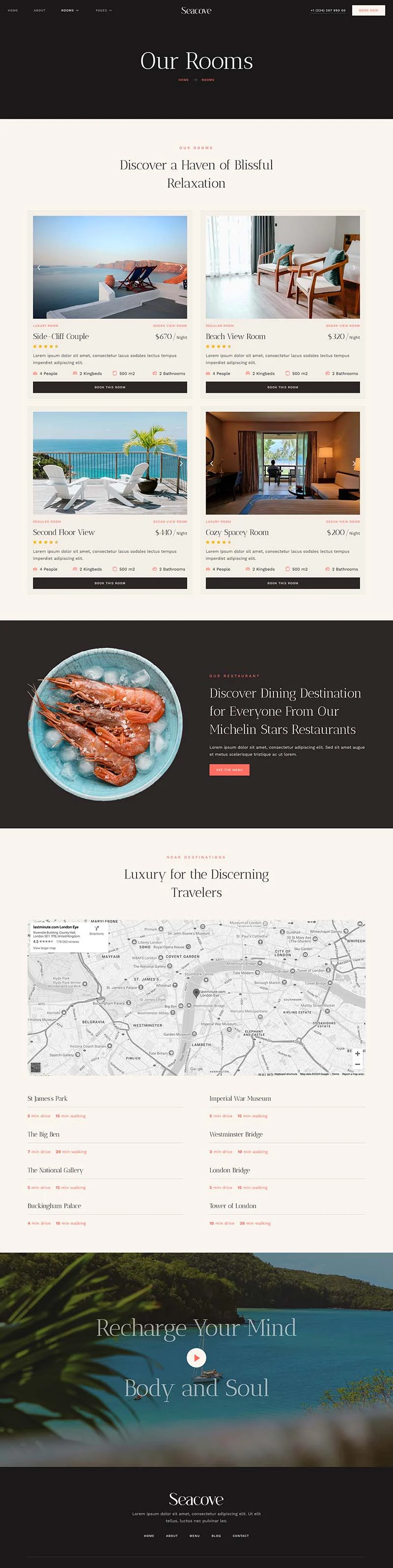 度假村住宿Elementor网站模板_一键导入快速建站插图3-WP资源海 旅馆/酒店 Elementor 模板房间列表预览