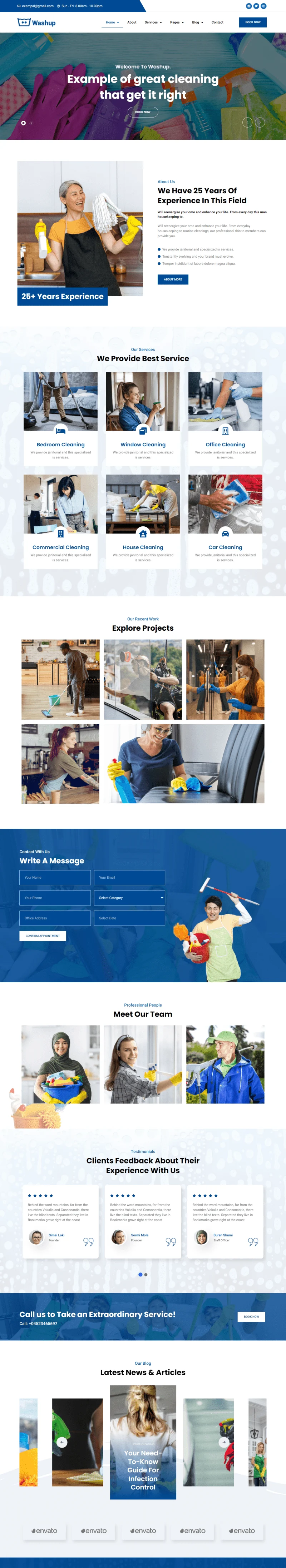 保洁 Elementor 模板首页预览