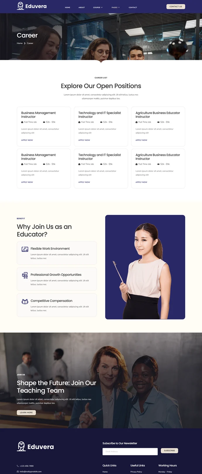 课程平台Elementor网站模板_一键导入快速建站插图5-WP资源海 教育/培训 Elementor 模板招聘页面预览