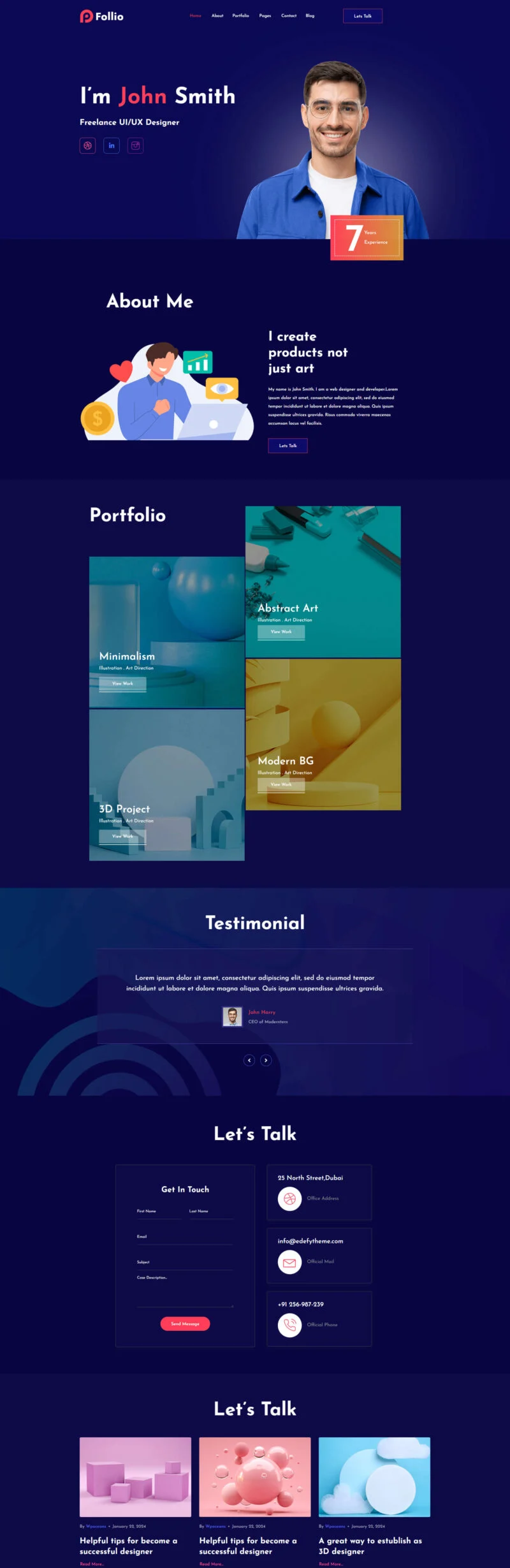 个人 Elementor 模板首页预览