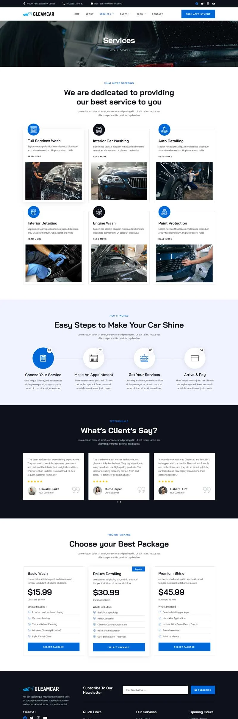 交通工具 Elementor 模板服务页面预览