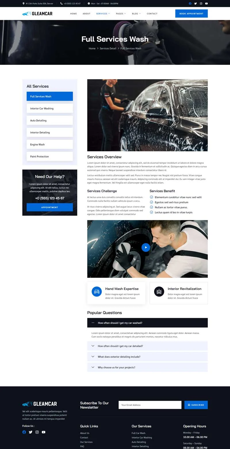 交通工具 Elementor 模板服务详情预览