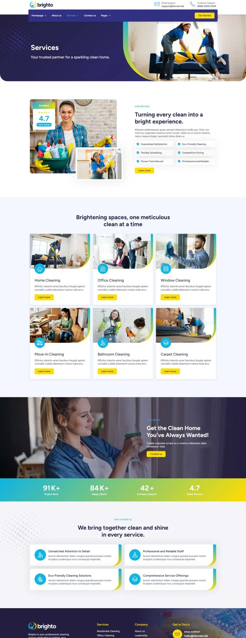 家政保洁Elementor网站模板_一键导入快速建站插图5-WP资源海 保洁 Elementor 模板服务页面预览