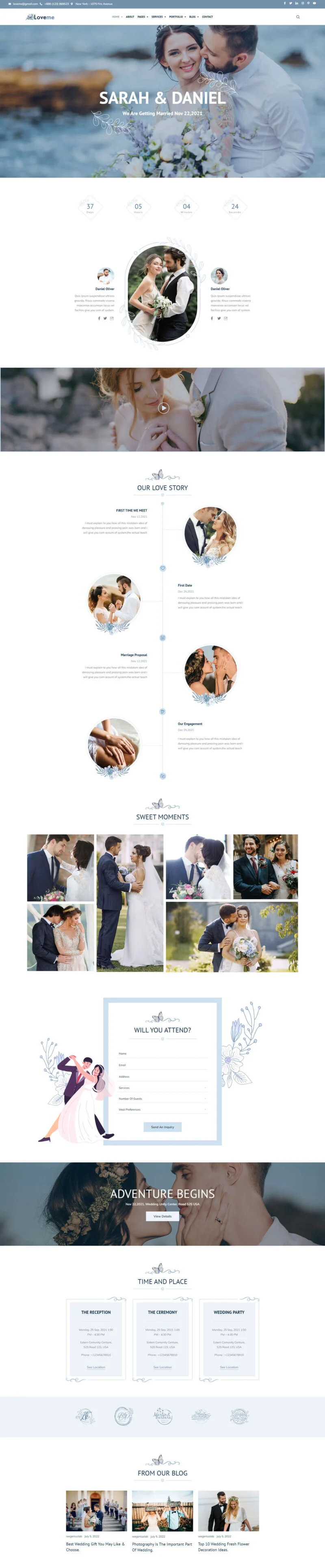 婚礼策划机构Elementor网站模板_一键导入快速建站插图3-WP资源海 婚礼/婚庆 Elementor 模板首页风格三预览