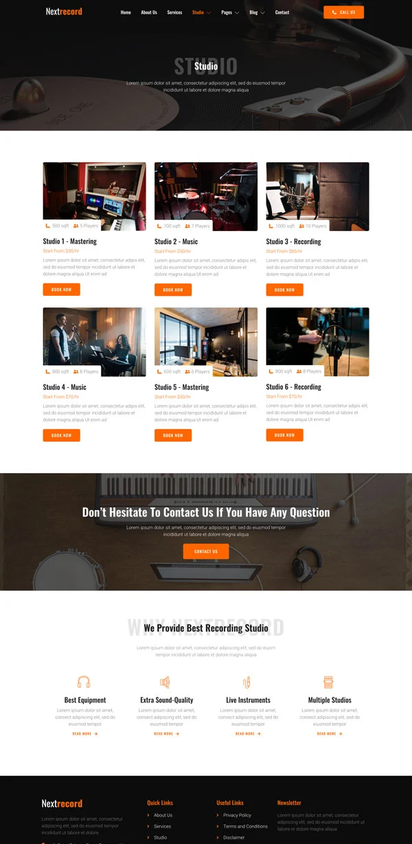 DJ/唱片 Elementor 模板录音室预览